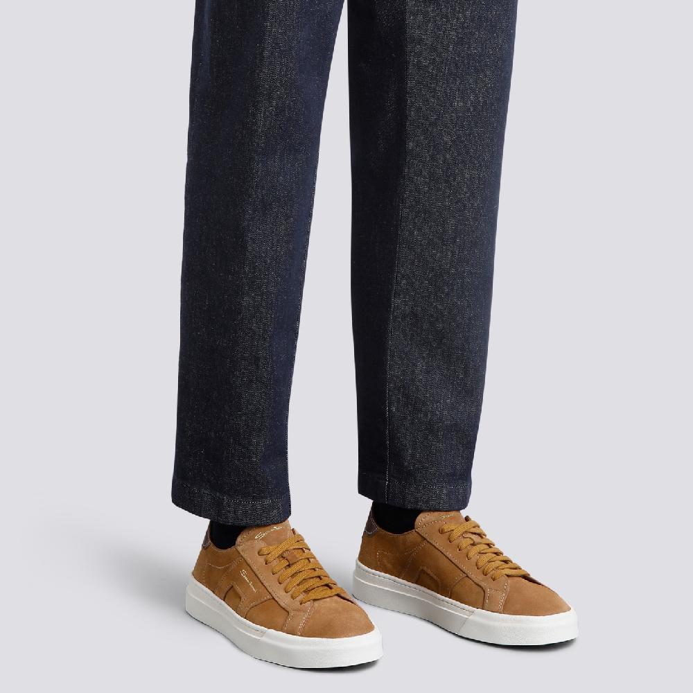 Santoni Double Buckle Sneaker da uomo in suede marrone Affare Del Giorno