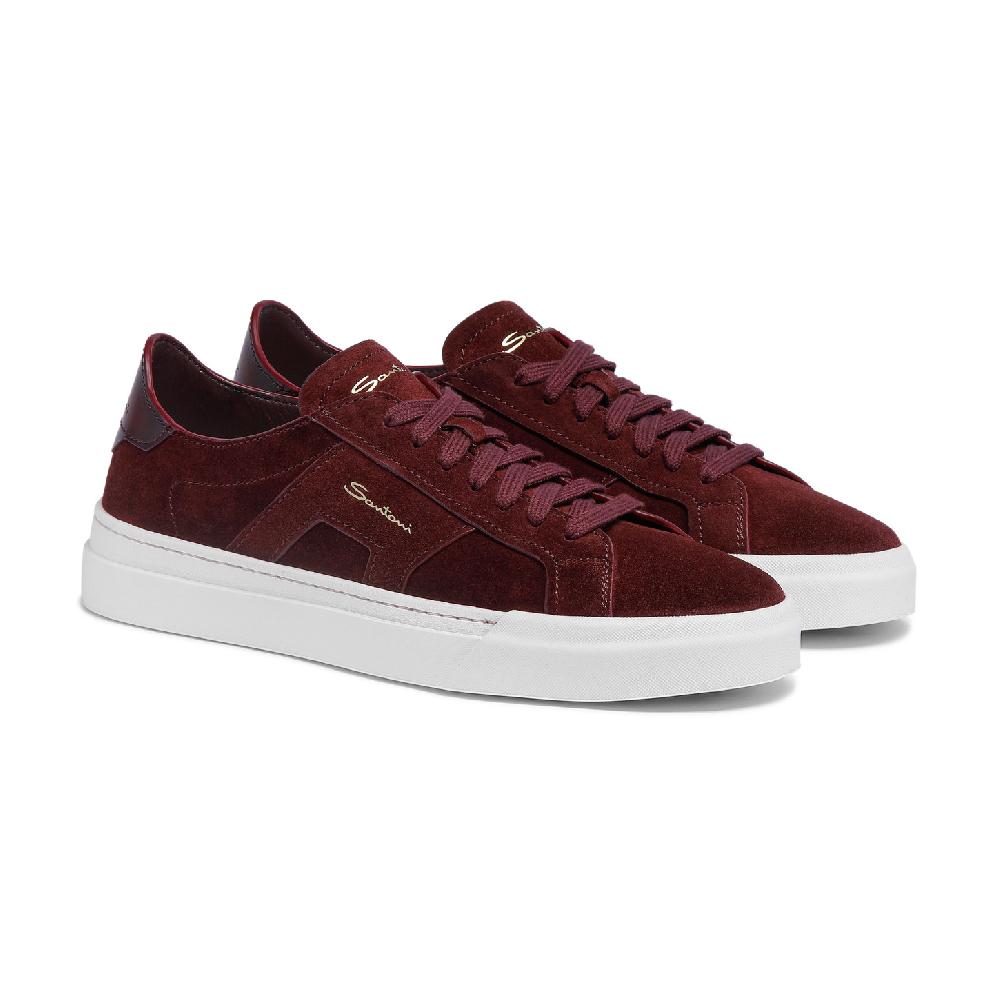 Santoni Double Buckle Sneaker da uomo in suede bordeaux Prezzo Ridotto