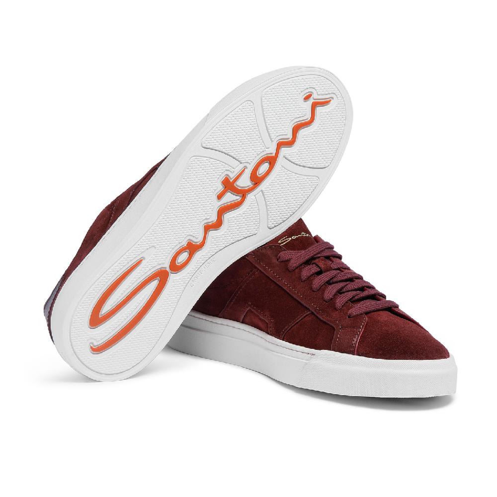 Santoni Double Buckle Sneaker da uomo in suede bordeaux Prezzo Ridotto