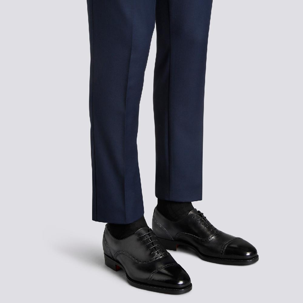 Santoni Stringata Oxford da uomo in pelle nera Novità
