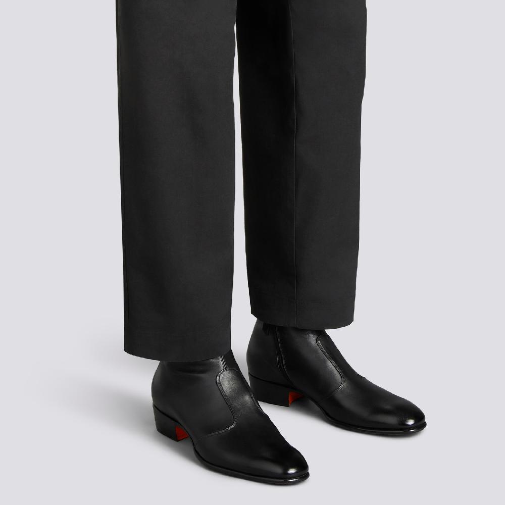 Santoni Stivaletto da uomo in pelle nera Presa
