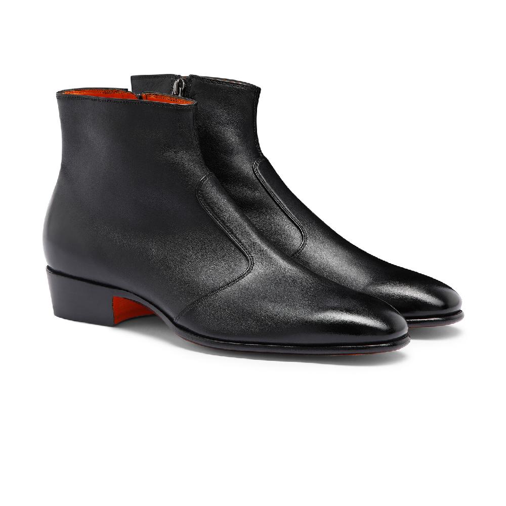 Santoni Stivaletto da uomo in pelle nera Presa