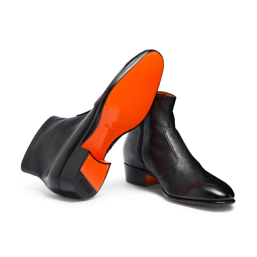 Santoni Stivaletto da uomo in pelle nera Presa