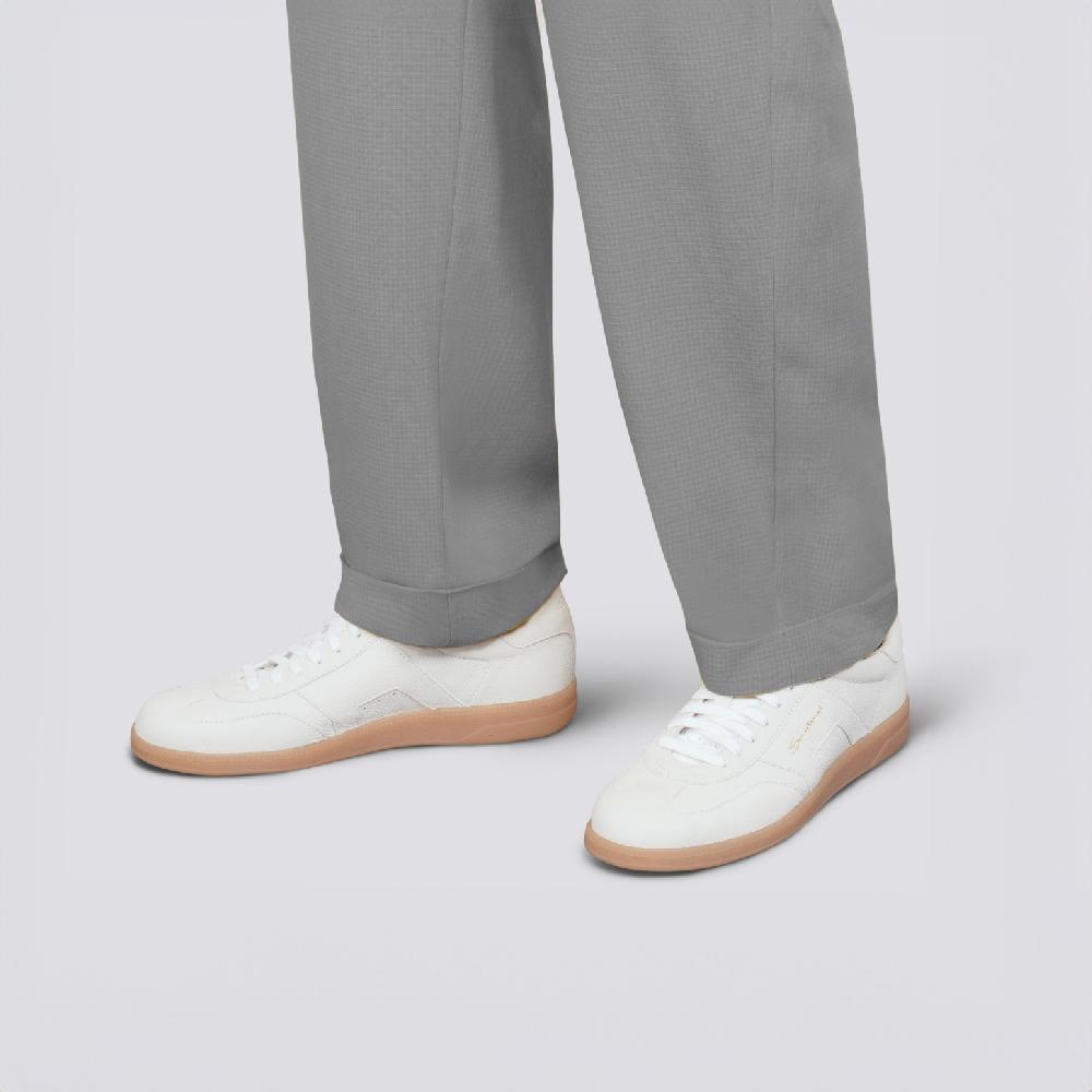 Santoni DBS Oly sneaker da uomo in pelle bottalata bianca Sconto
