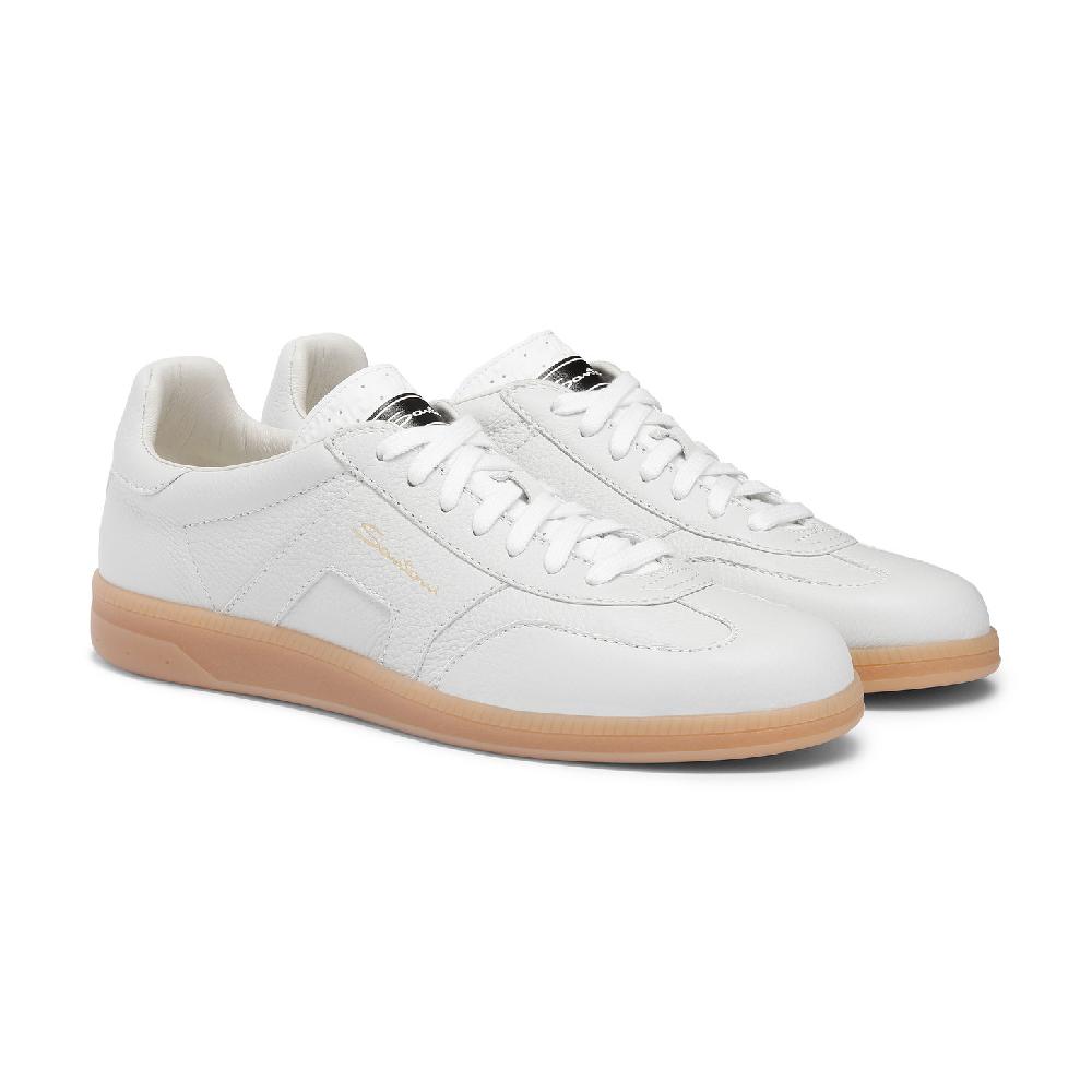 Santoni DBS Oly sneaker da uomo in pelle bottalata bianca Sconto