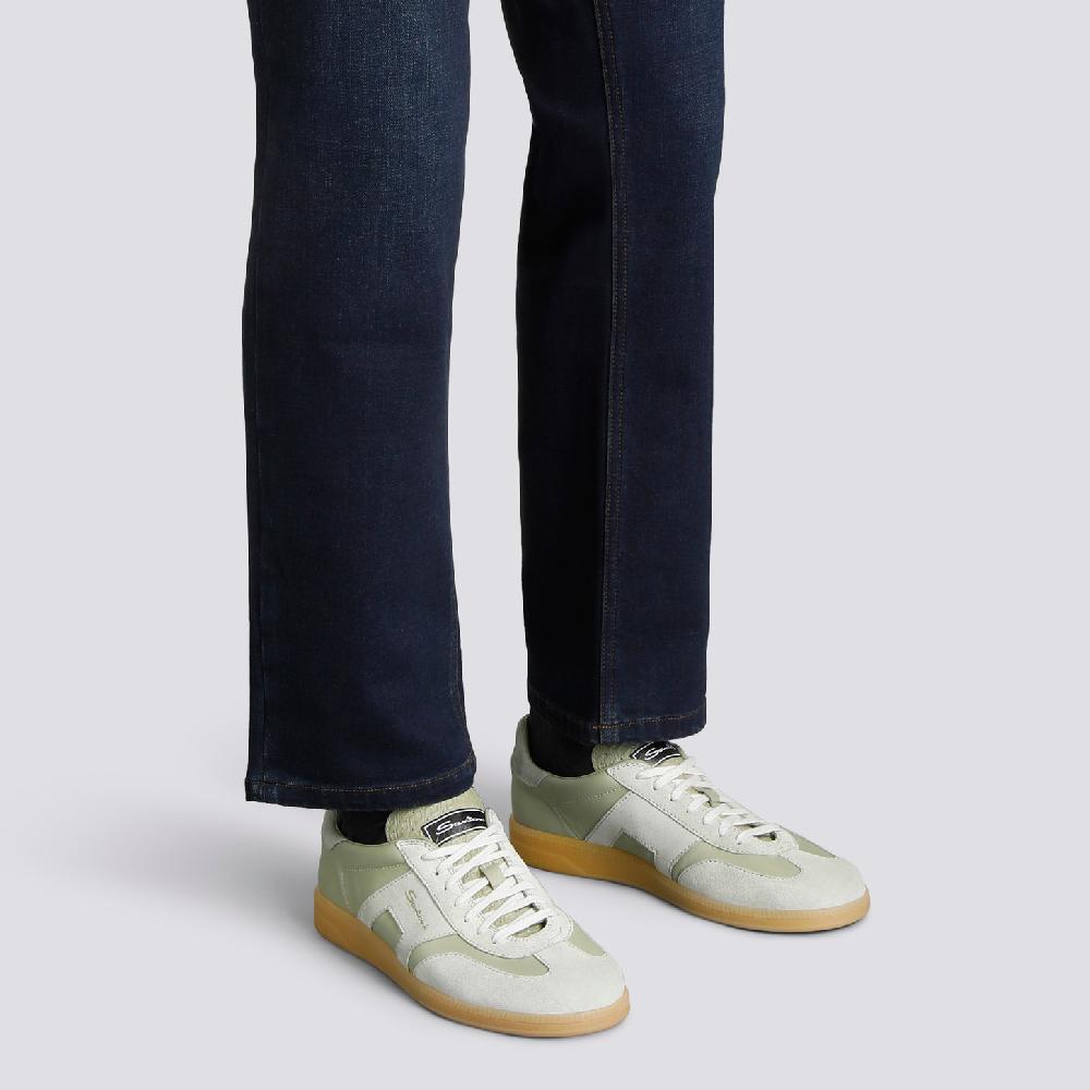 Santoni Sneaker DBS Oly da uomo in pelle e suede verde chiaro Offerta