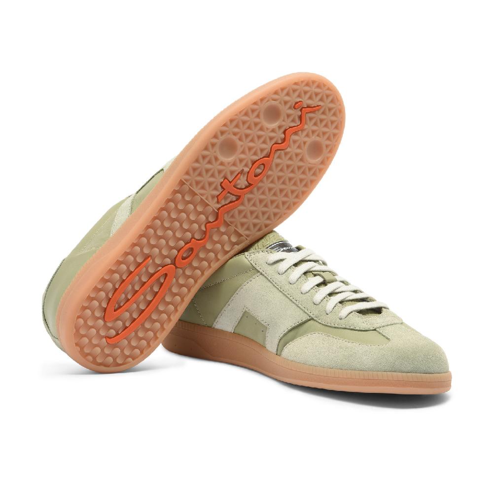 Santoni Sneaker DBS Oly da uomo in pelle e suede verde chiaro Offerta