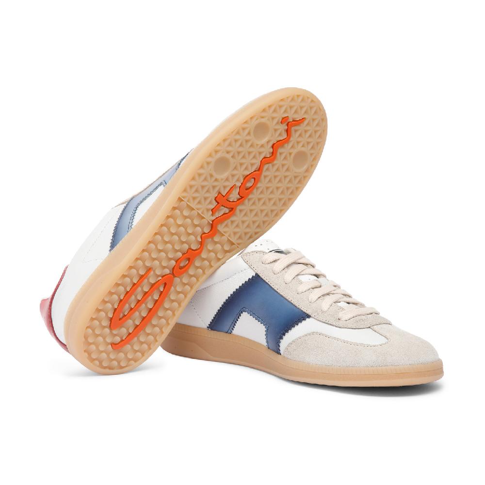 Santoni DBS Oly sneaker da uomo in pelle e suede rosso blu e beige Economico