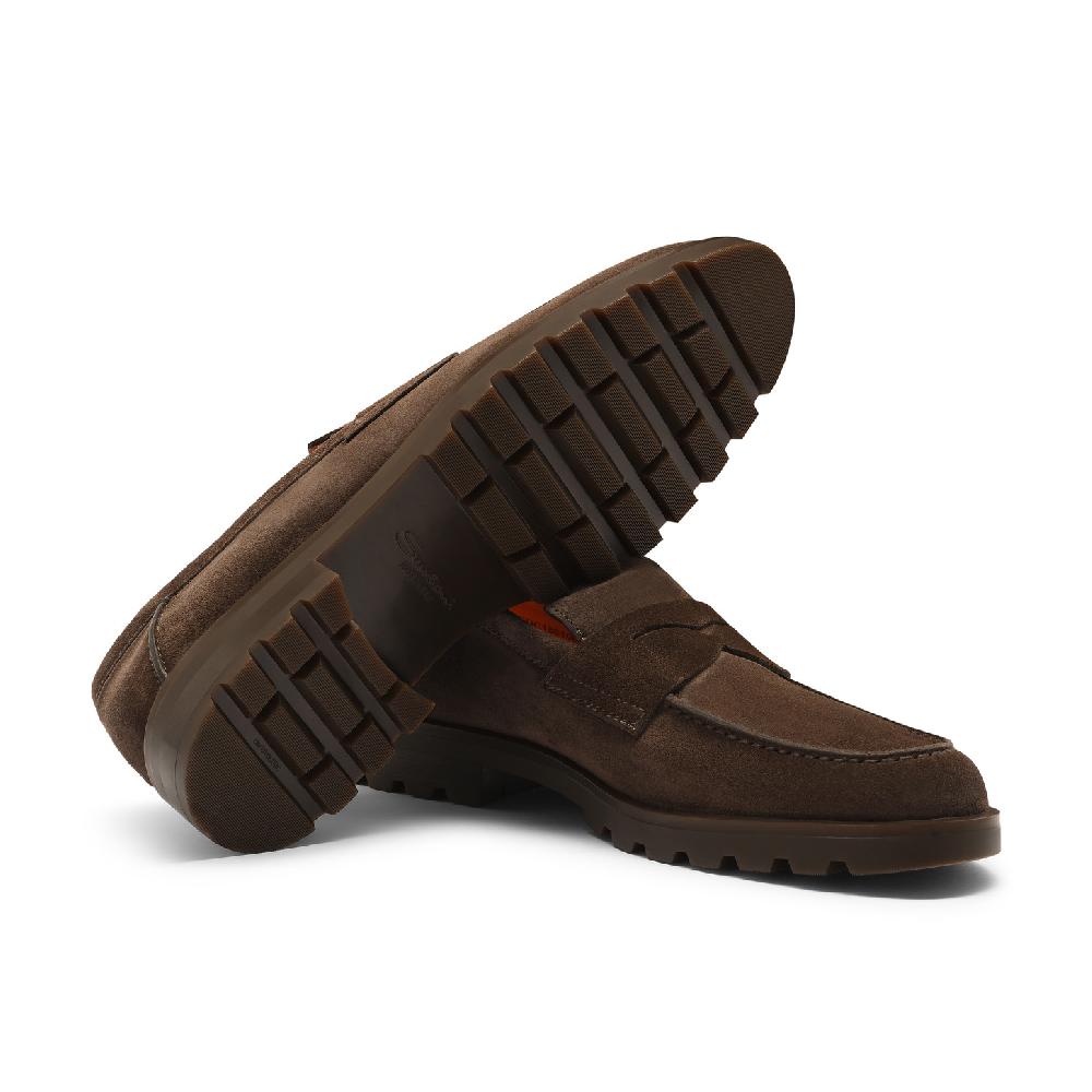 Santoni Mocassino penny da uomo in suede testa di moro Saldi