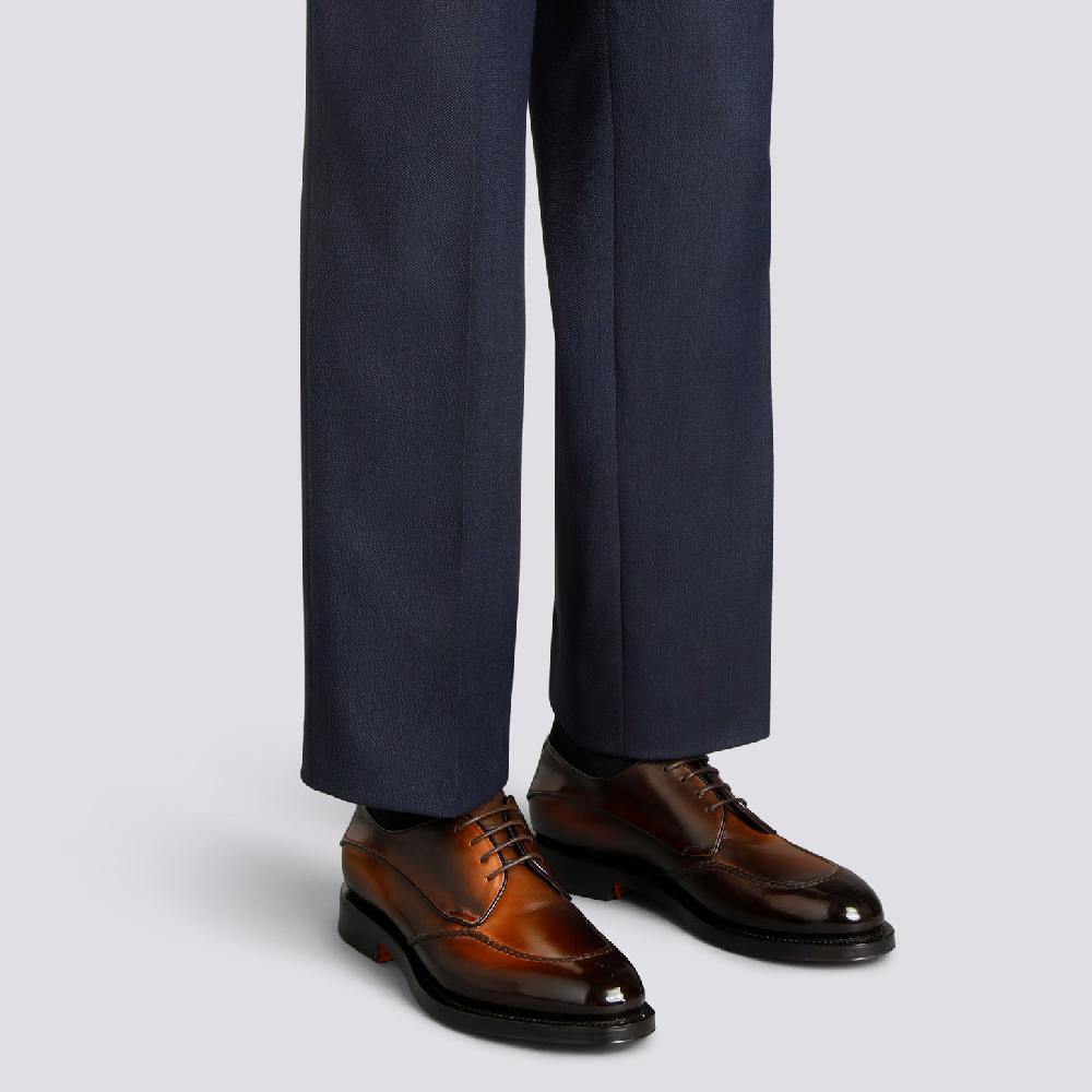 Santoni Stringata Derby da uomo in pelle testa di moro Hotsell