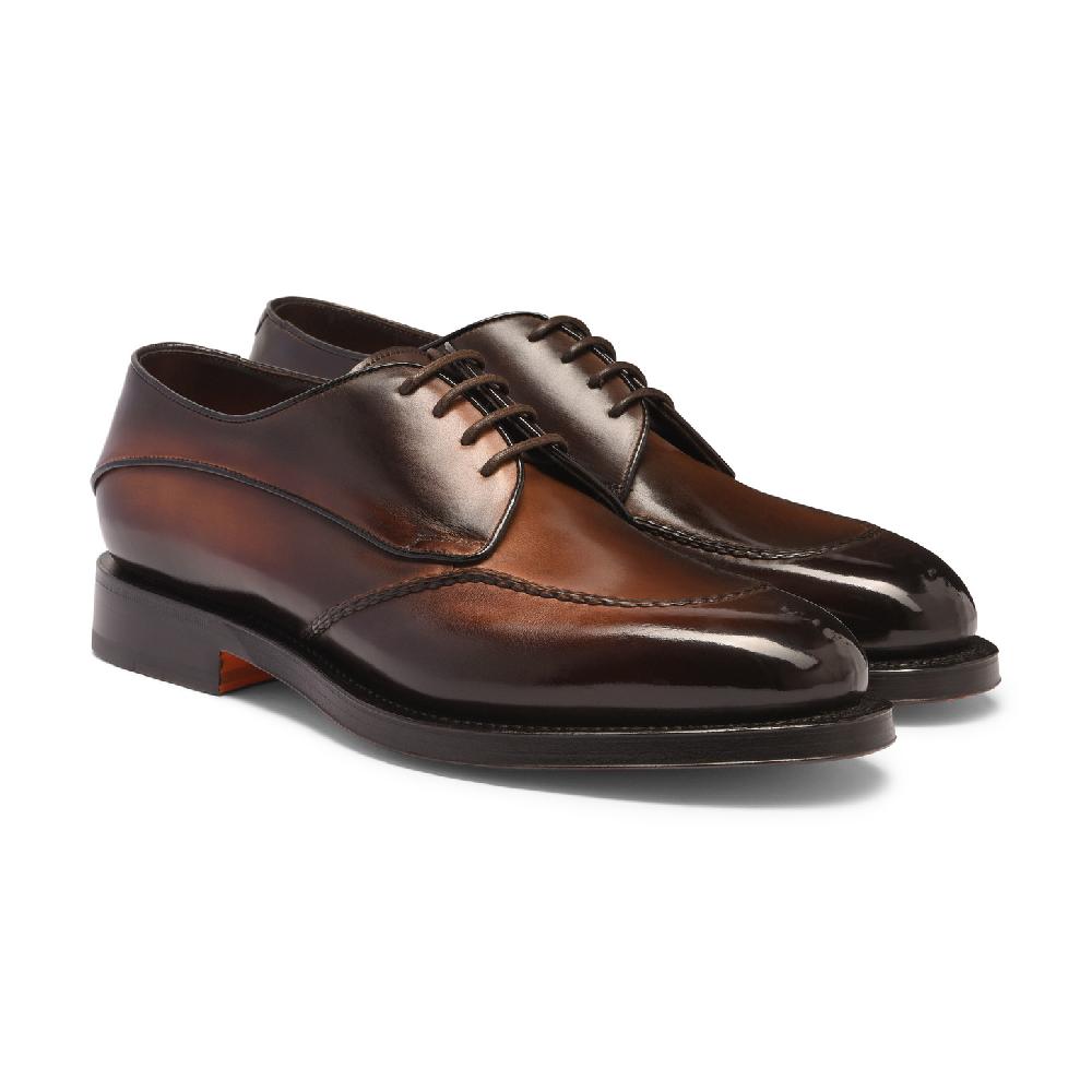 Santoni Stringata Derby da uomo in pelle testa di moro Hotsell