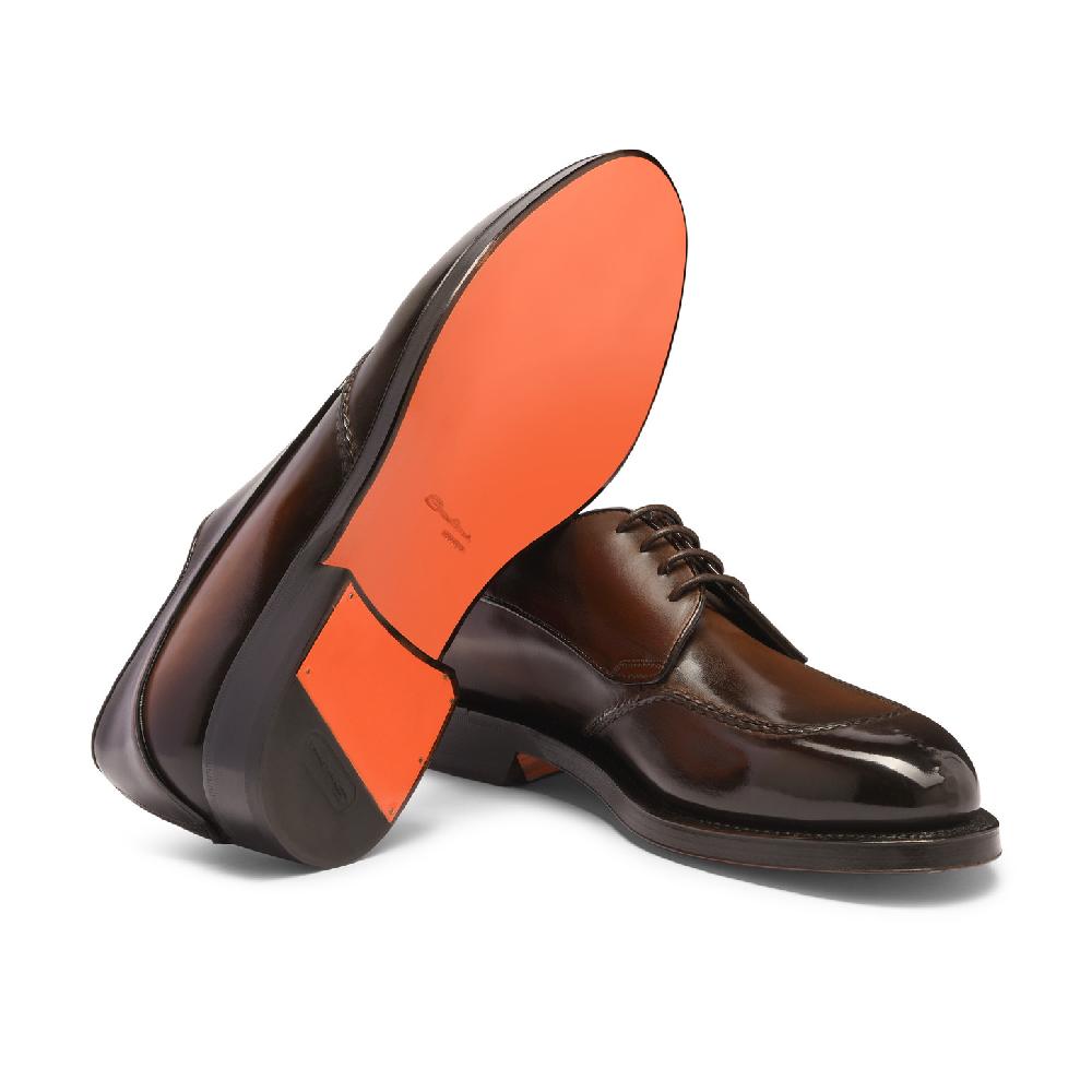 Santoni Stringata Derby da uomo in pelle testa di moro Hotsell