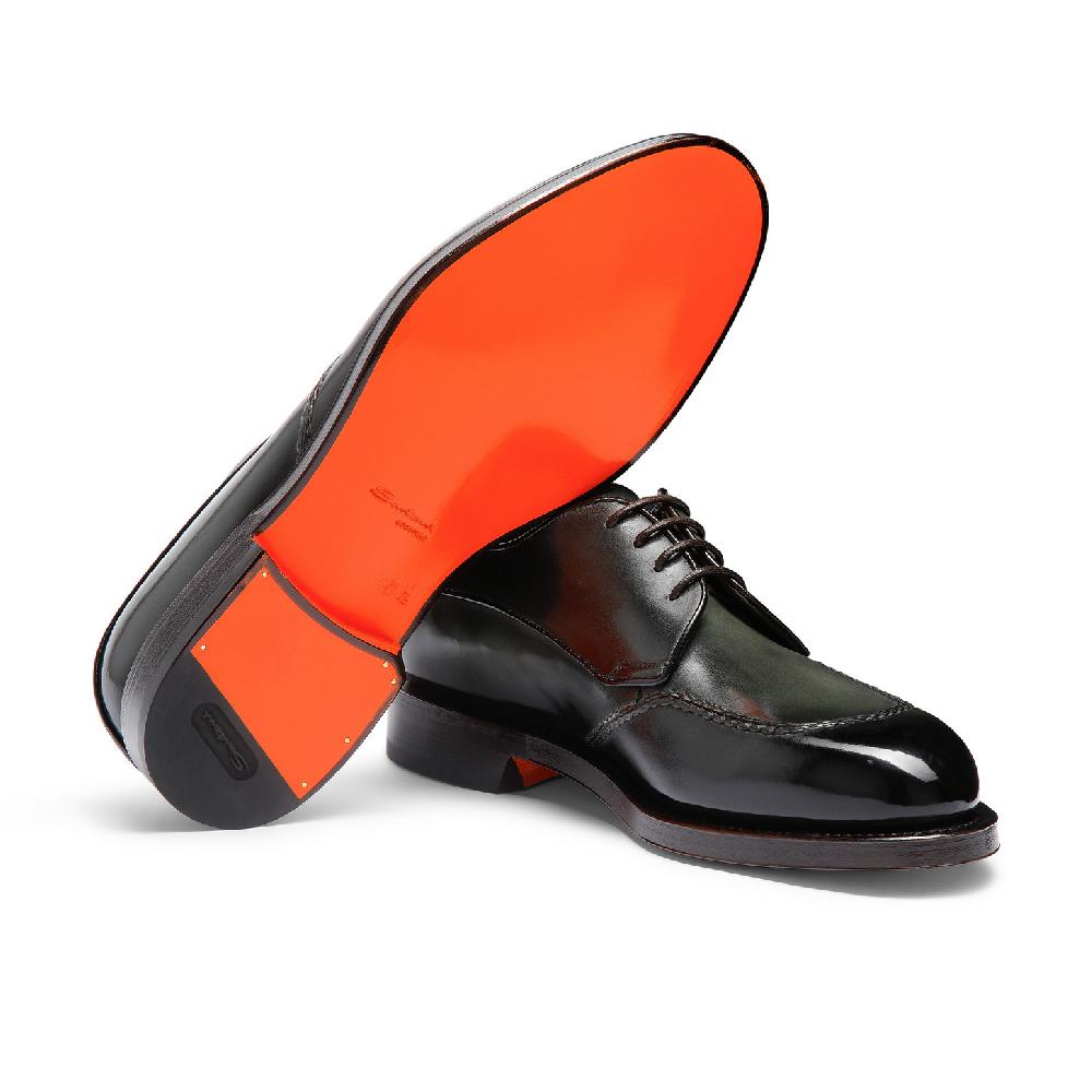 Santoni Stringata Derby da uomo in pelle verde Vendita Calda