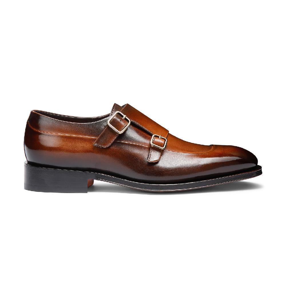 Santoni Doppia fibbia da uomo in pelle testa di moro