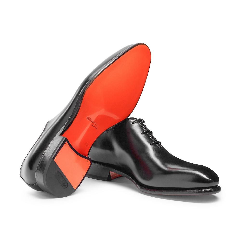 Santoni Stringata oxford da uomo in pelle anticata nera Italy