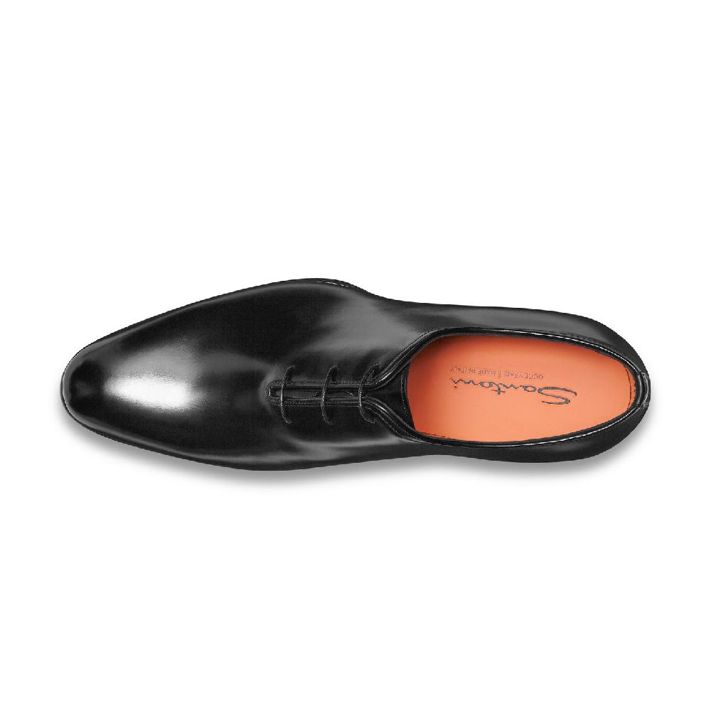 Santoni Stringata oxford da uomo in pelle anticata nera Italy