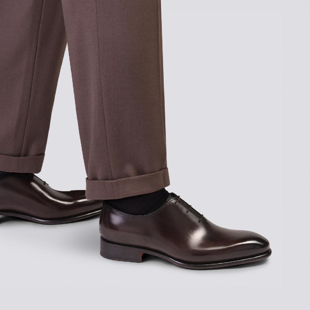 Santoni Stringata oxford da uomo in pelle anticata marrone Italia