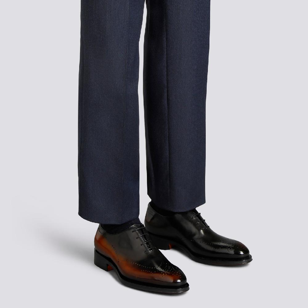 Santoni Stringata oxford brogue da uomo in pelle marrone 2025