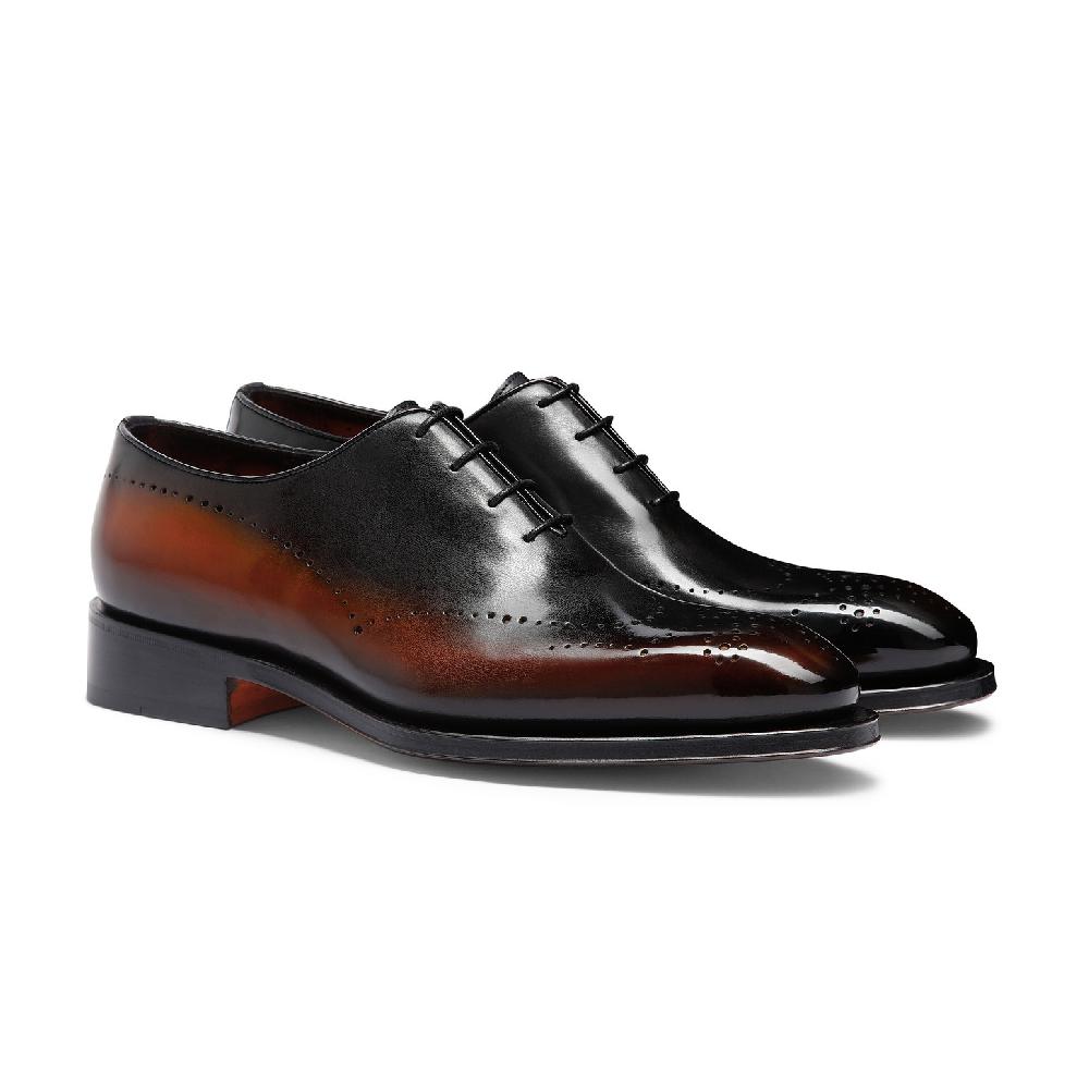 Santoni Stringata oxford brogue da uomo in pelle marrone 2025