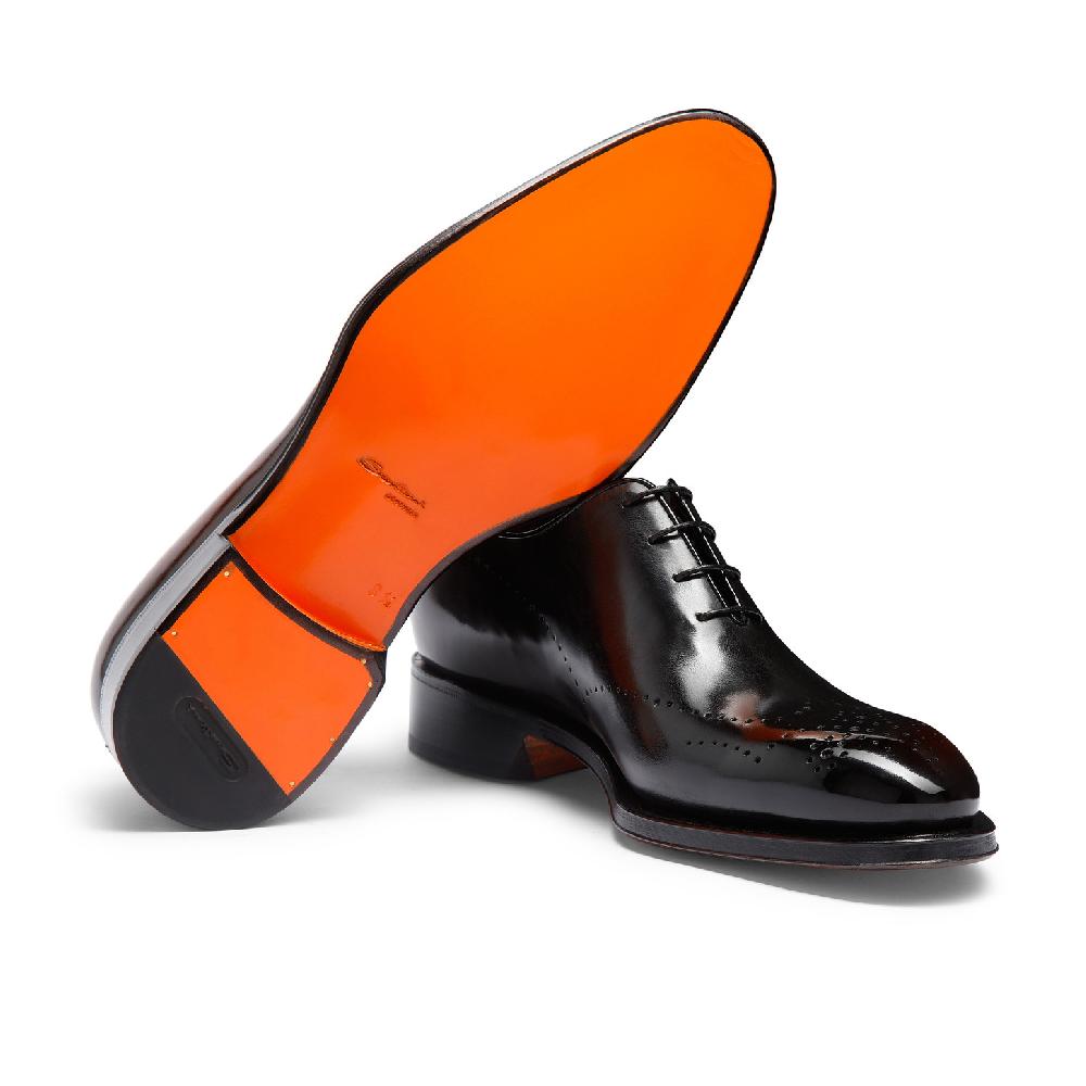 Santoni Stringata oxford brogue da uomo in pelle marrone 2025