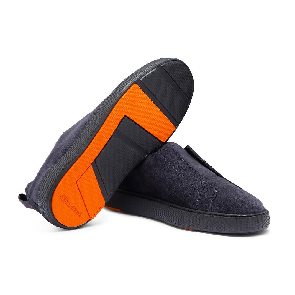 Santoni Sneaker slip-on da uomo in suede blu Nuovo