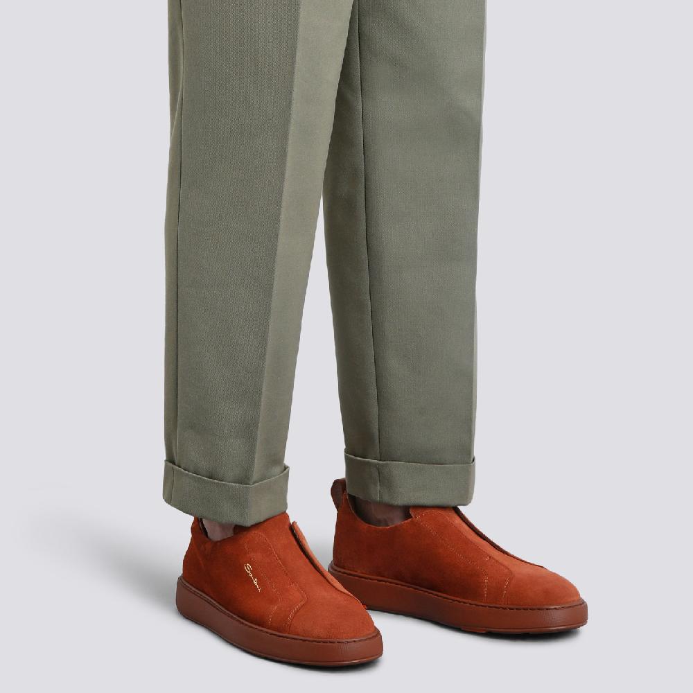 Santoni Sneaker slip-on da uomo in suede marrone Qualità