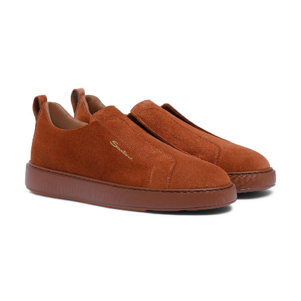 Santoni Sneaker slip-on da uomo in suede marrone Qualità