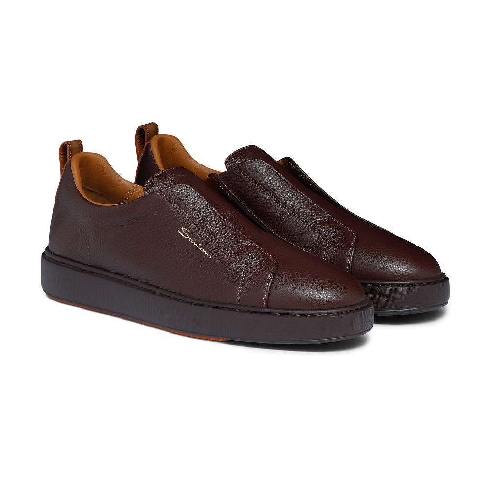 Santoni Sneaker slip-on da uomo in pelle bottalata bordeaux Vendita