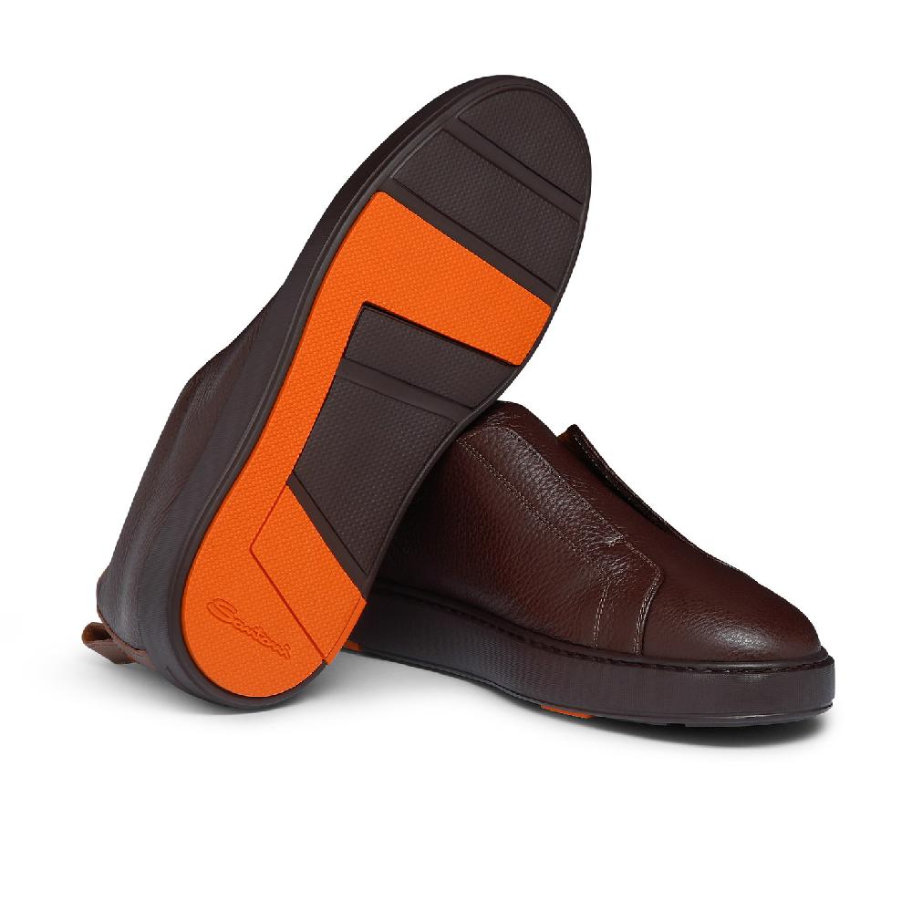 Santoni Sneaker slip-on da uomo in pelle bottalata bordeaux Vendita