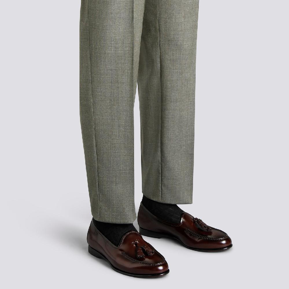 Santoni Mocassino Andrea con nappe da uomo in pelle lucida bordeaux Promozione