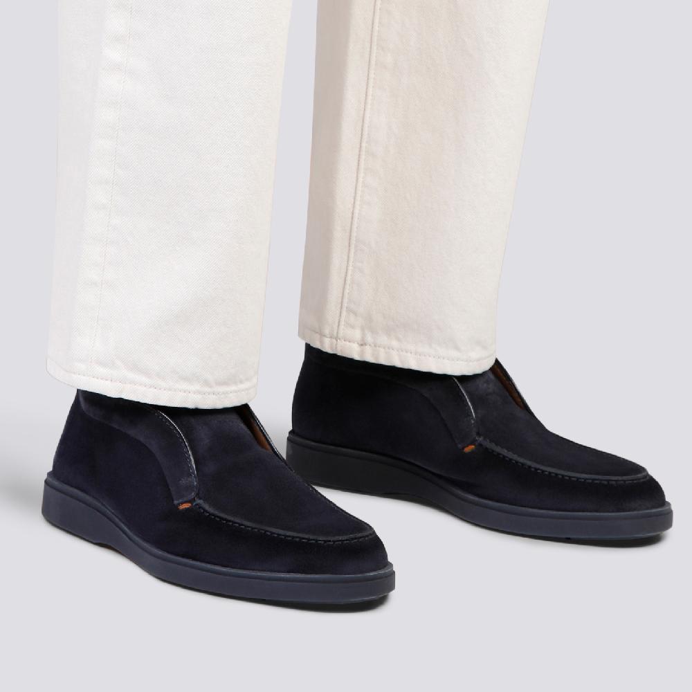 Santoni Stivaletto desert da uomo in suede blu Spedizione Gratuita