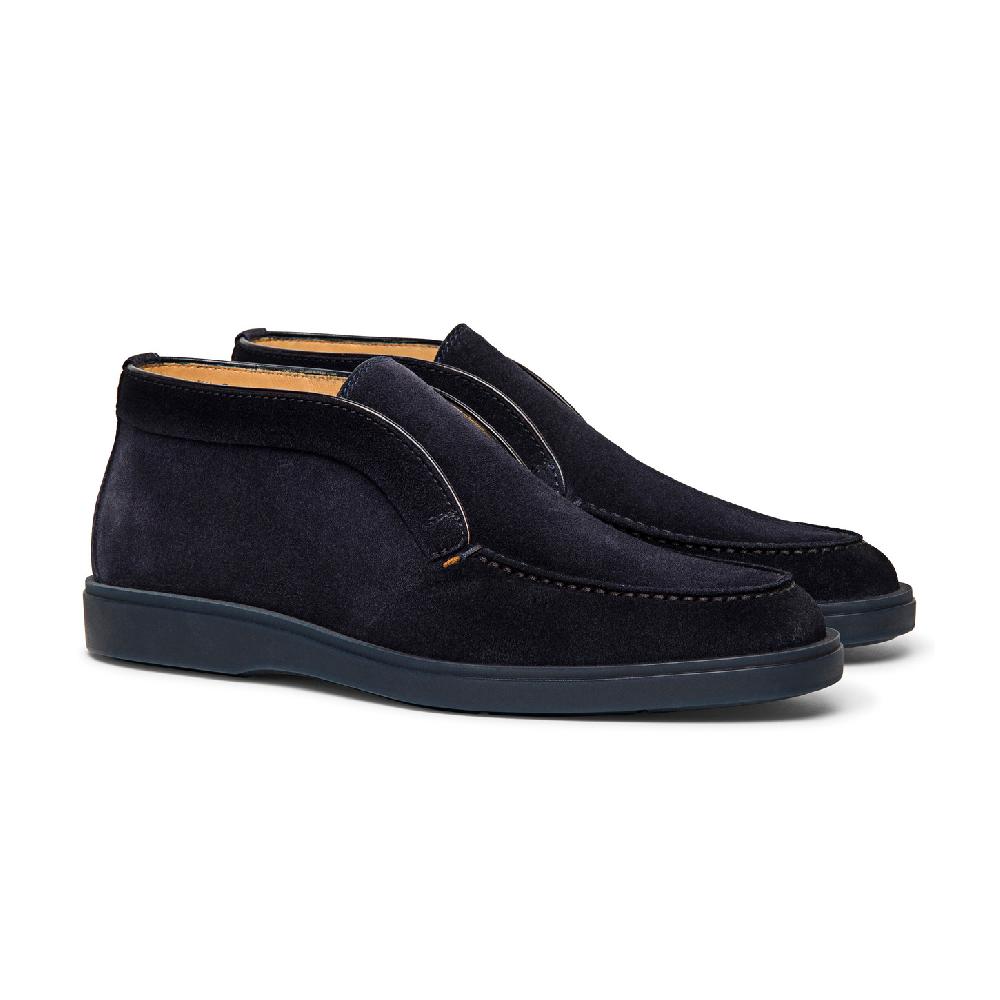 Santoni Stivaletto desert da uomo in suede blu Spedizione Gratuita