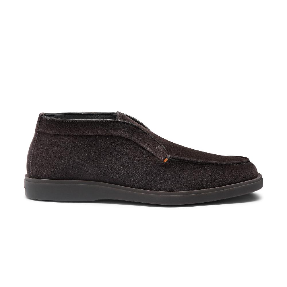 Santoni Stivaletto desert da uomo in suede grigio con pelliccia