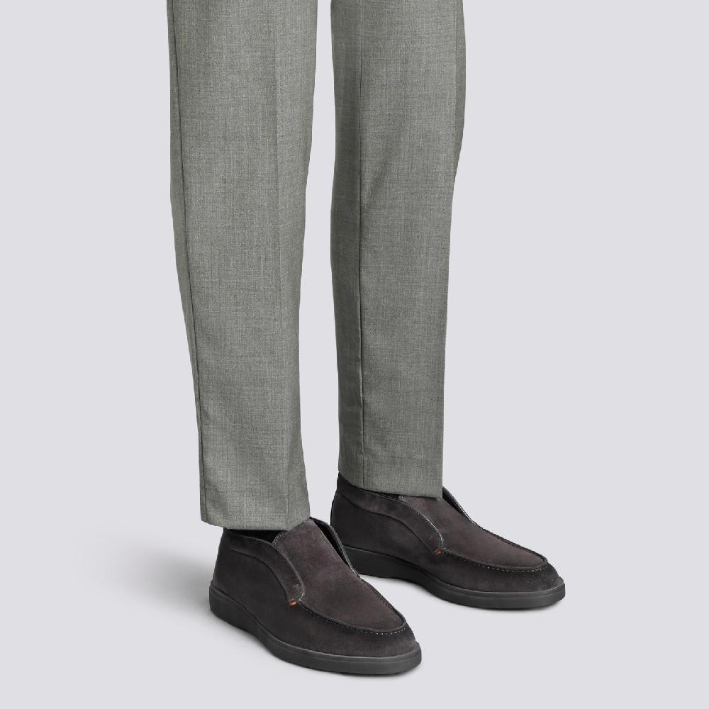 Santoni Stivaletto desert da uomo in suede grigio con pelliccia Pezzi Unici