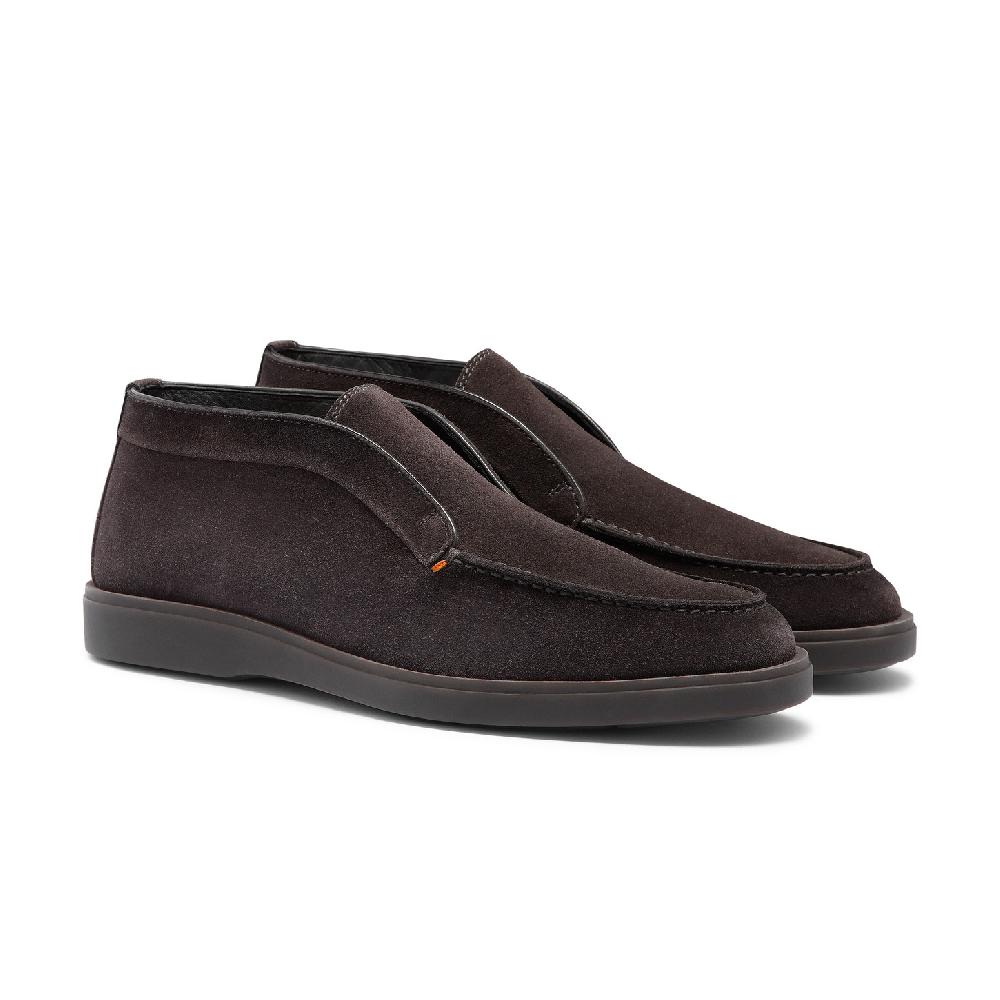 Santoni Stivaletto desert da uomo in suede grigio con pelliccia Pezzi Unici