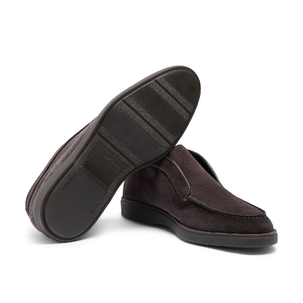Santoni Stivaletto desert da uomo in suede grigio con pelliccia Pezzi Unici