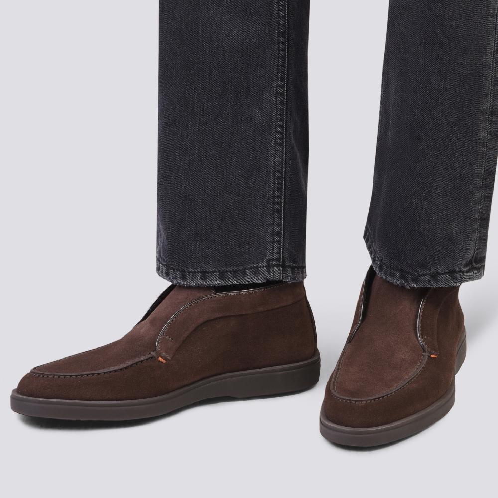 Santoni Stivaletto desert da uomo in suede marrone Soddisfazione Garantita