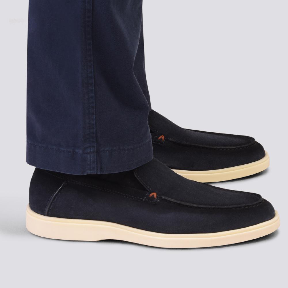 Santoni Mocassino da uomo in suede blu Negozi Online