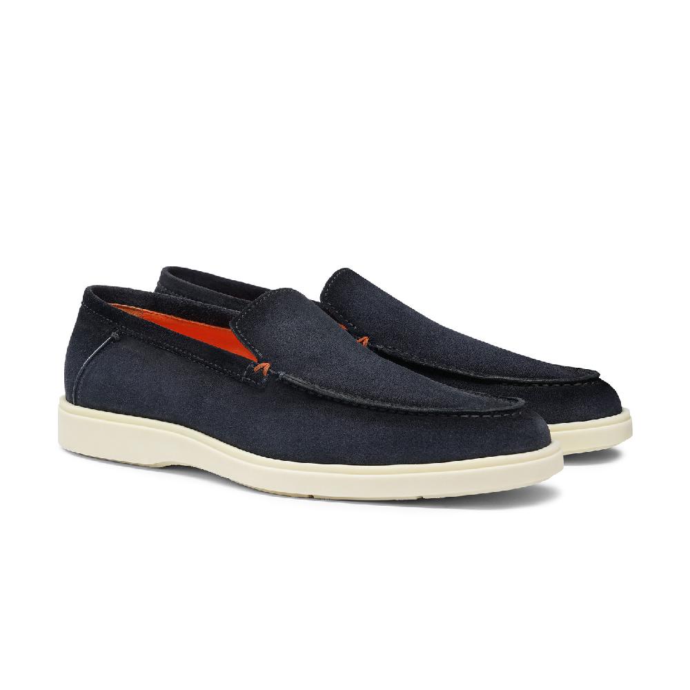 Santoni Mocassino da uomo in suede blu Negozi Online