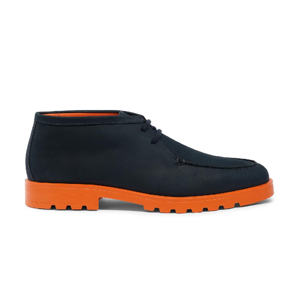 Santoni Stivaletto desert da uomo in nabuk blu e arancione