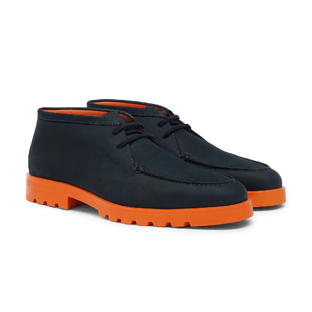 Santoni Stivaletto desert da uomo in nabuk blu e arancione Fino Al -60%