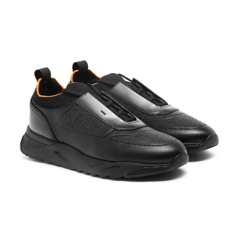 Santoni Sneaker da uomo in pelle nera Affare Del Giorno