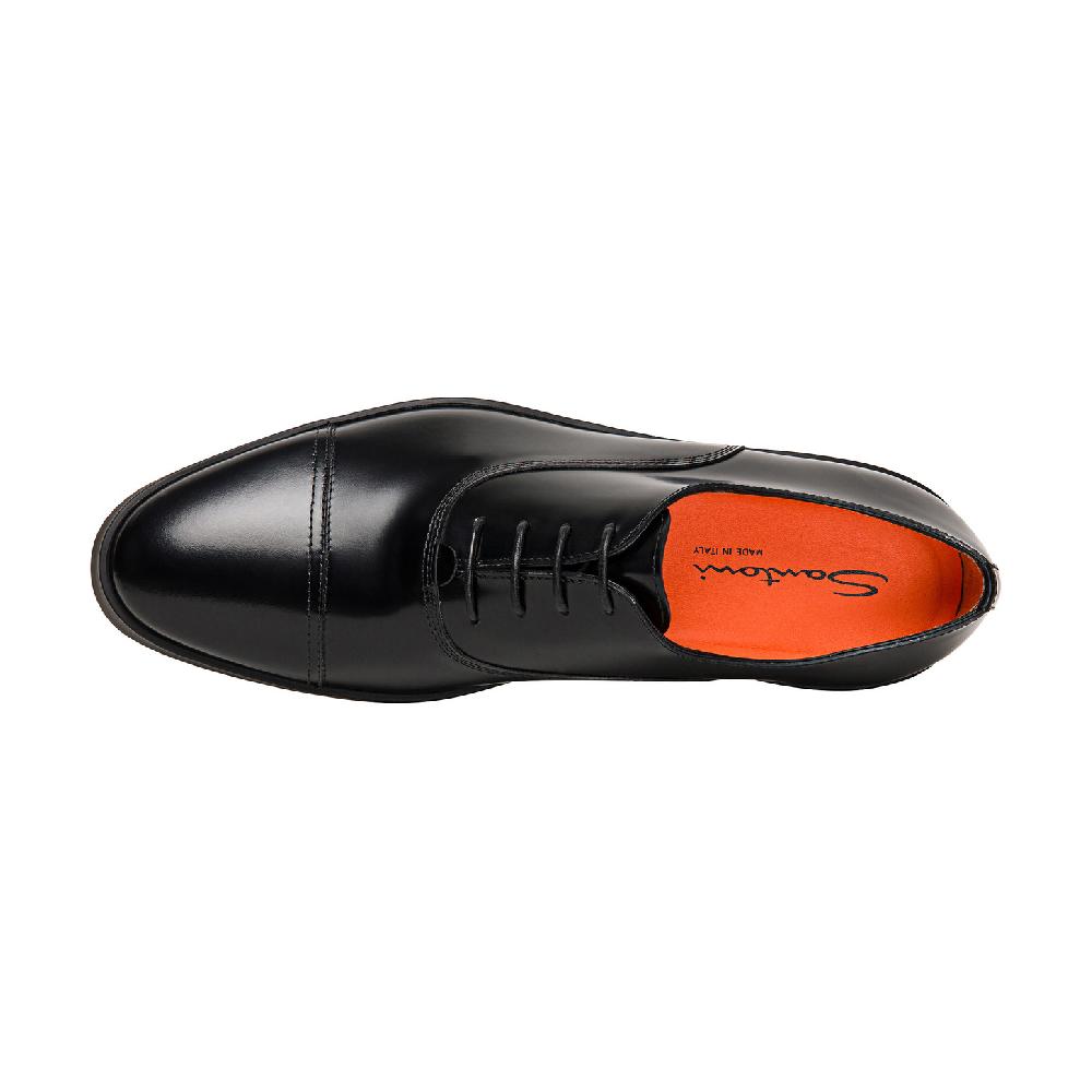 Santoni Stringata oxford da uomo in pelle lucida nera Prezzo Ridotto