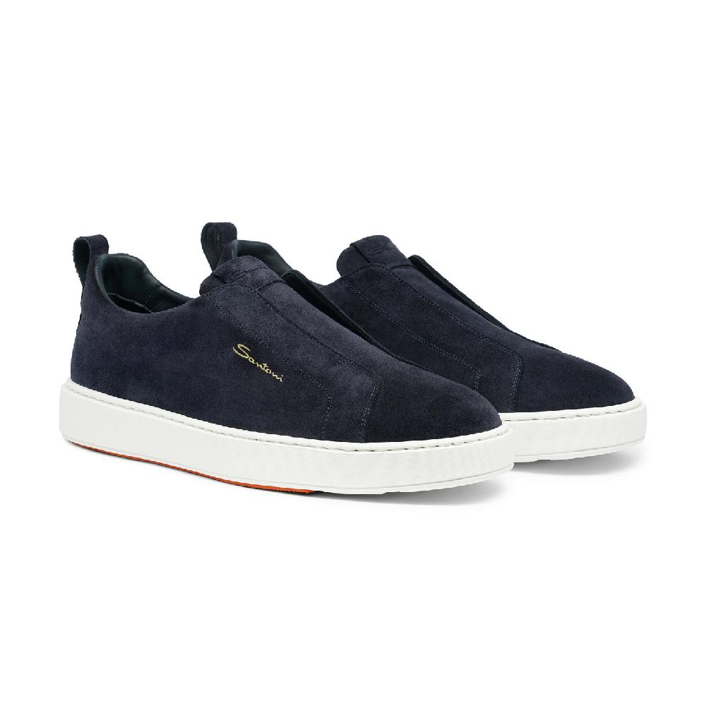 Santoni Sneaker slip-on da uomo in suede blu Sottocosto