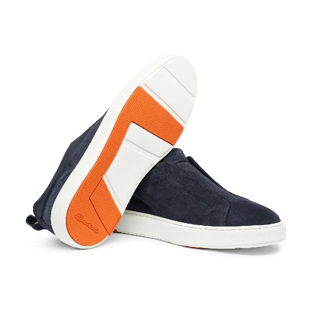 Santoni Sneaker slip-on da uomo in suede blu Sottocosto