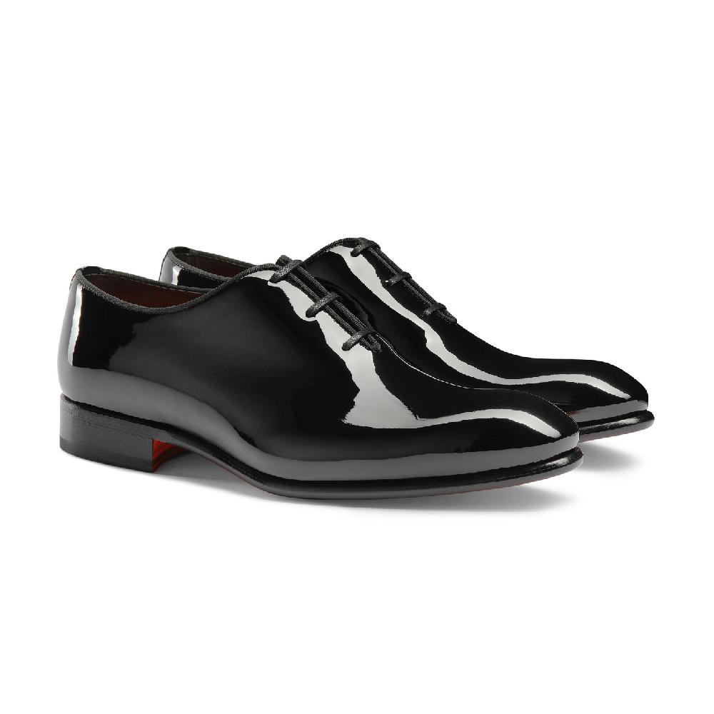 Santoni Stringata oxford da uomo in vernice nera Presa