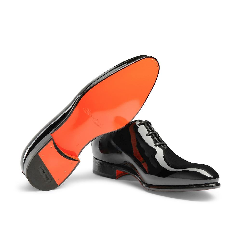 Santoni Stringata oxford da uomo in vernice nera Presa