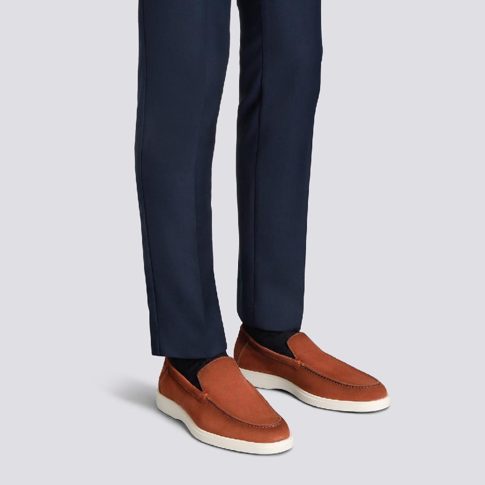Santoni Mocassino da uomo in suede marrone Sconto