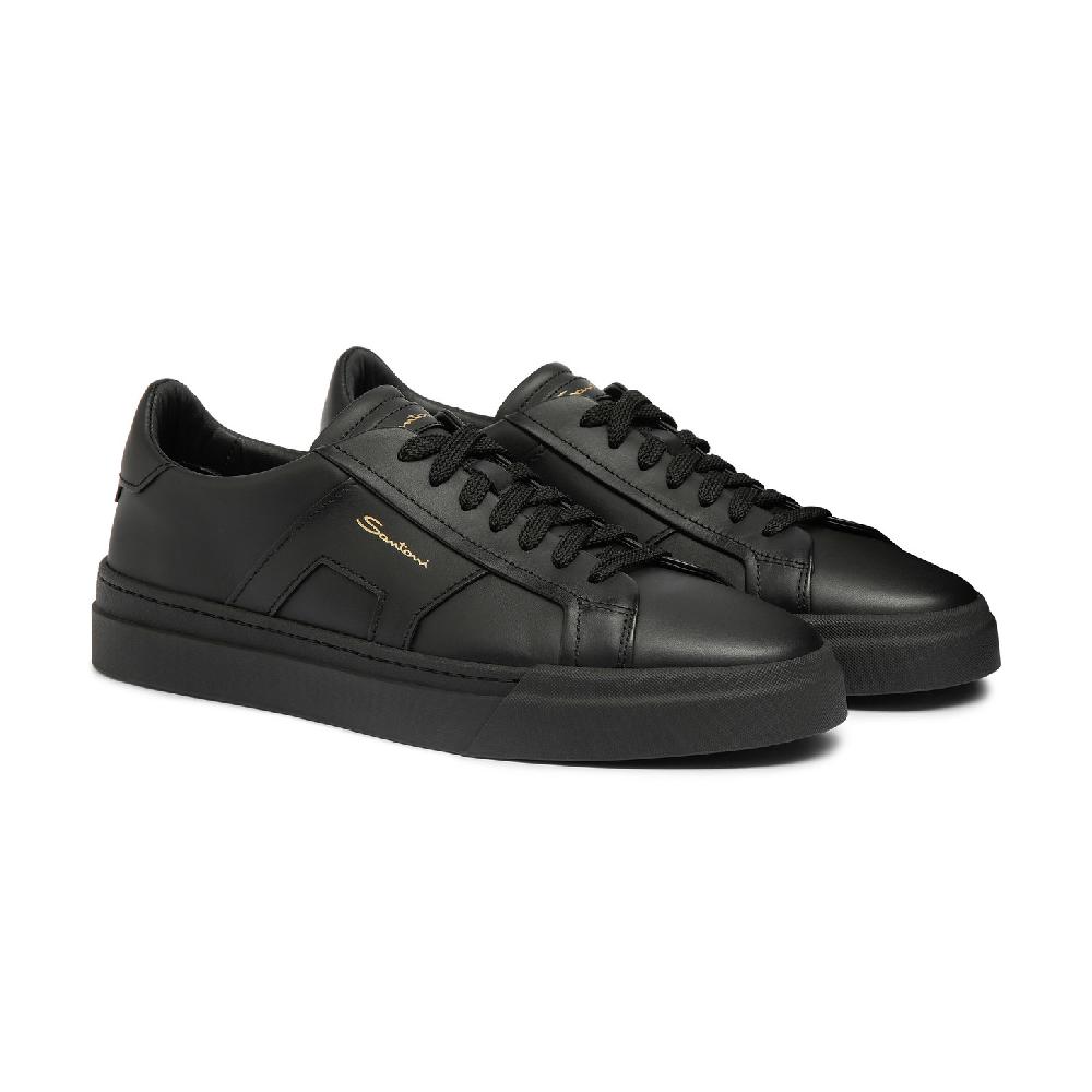 Santoni Double buckle sneaker da uomo in pelle nera Online