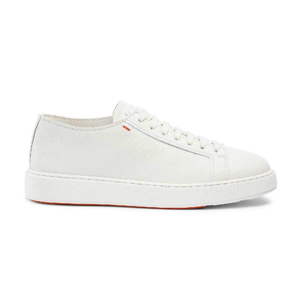 Santoni Sneaker da uomo in pelle bottalata bianca